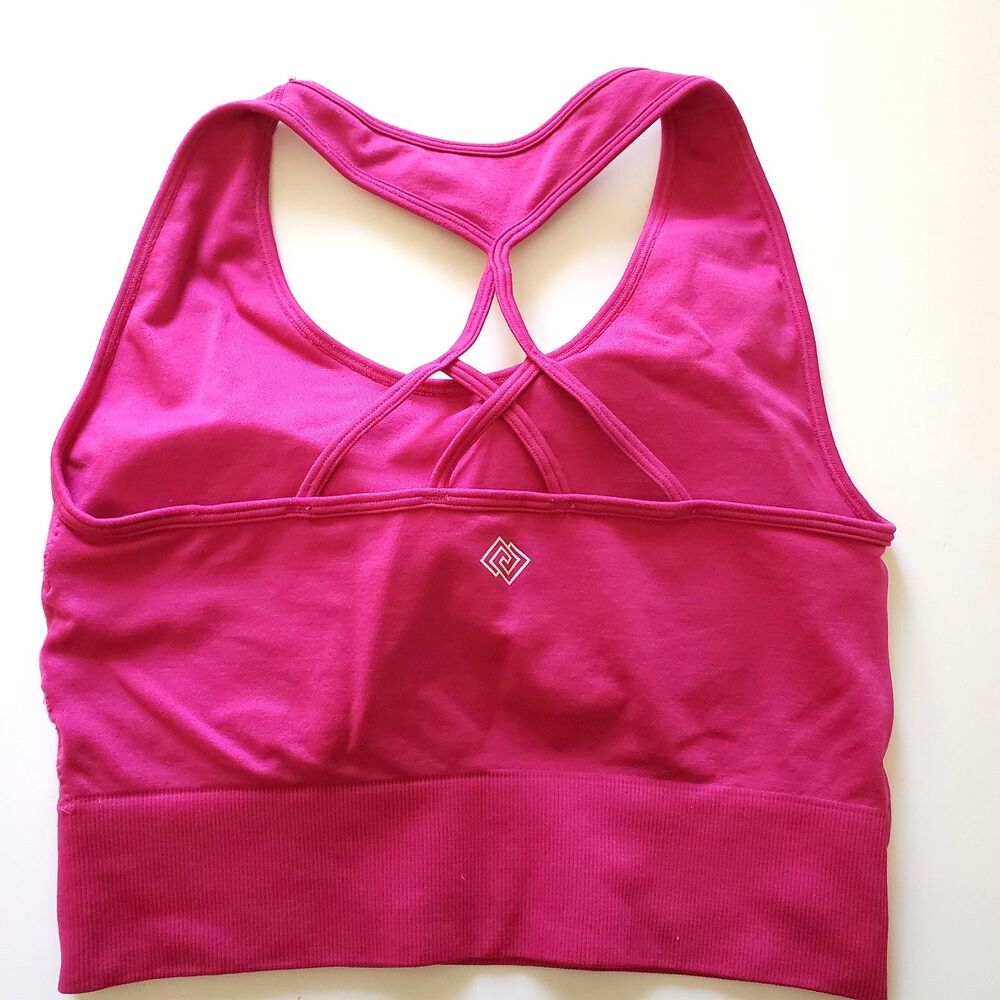 Zelos Sports Bra M Hot Pink Removable Pads Strappy Back Racer Stretch Pullover